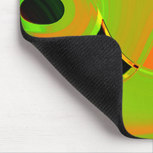 Abstract curves in lime green with orange bath     mouse pad