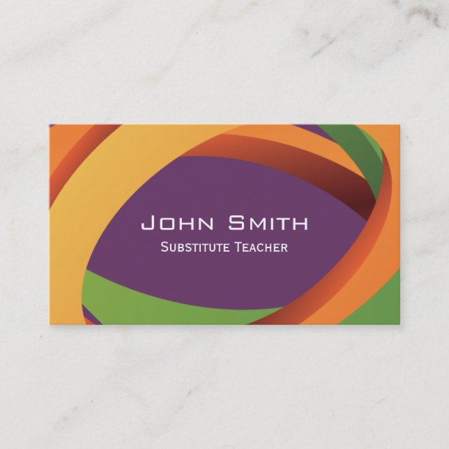 Abstract Curves Substitute Teacher Business Card (Front)