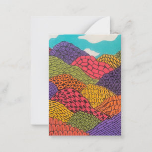 Abstract Curvy Bendy Color Pencil Landscape Card