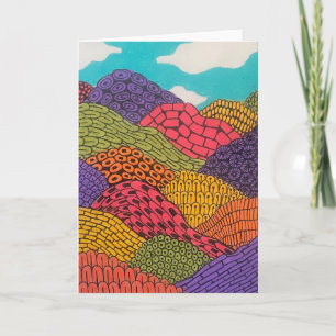 Abstract Curvy Bendy Color Pencil Landscape  Card
