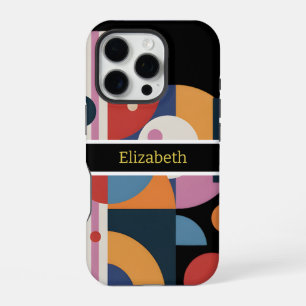 Abstract Custom Name Modern Geometric Marble iPhone 16 Pro Case