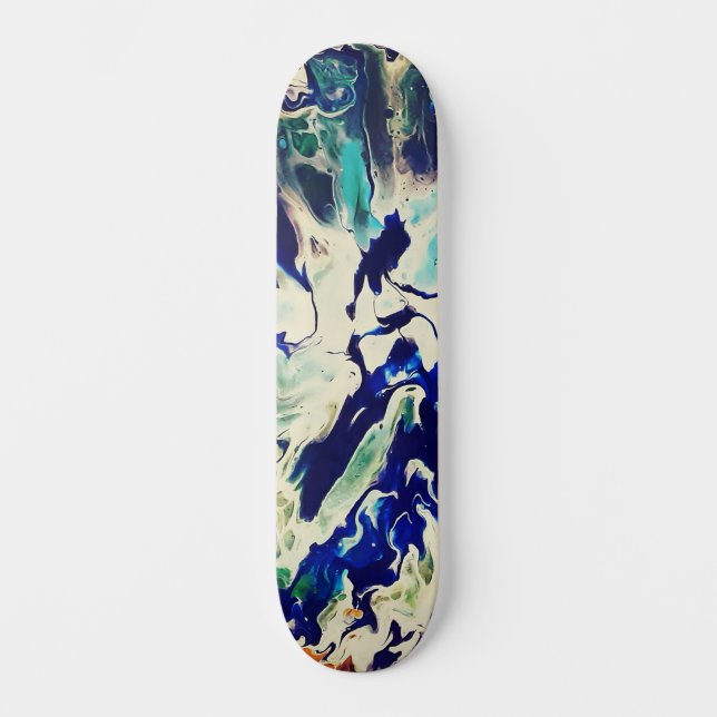 Abstract Custom Street Art Inspired Blue Splash Skateboard (Front)