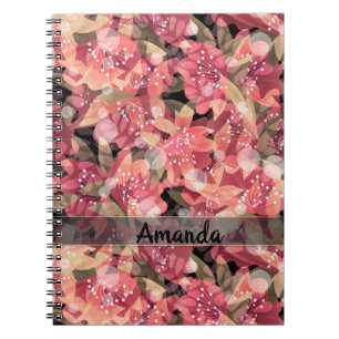 Abstract cute beautiful pink flowers floral design notebook