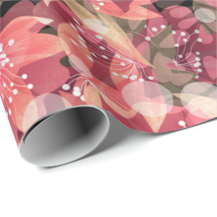 Abstract cute beautiful pink flowers floral design wrapping paper