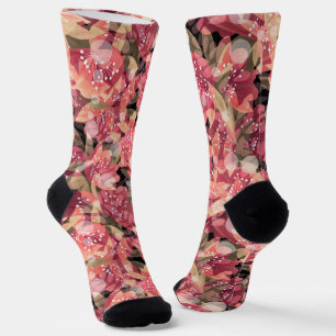 Abstract cute beautiful pink flowers floral socks