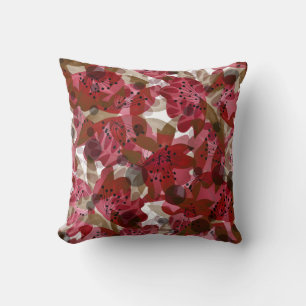 Abstract cute beautiful red flowers floral design cushion