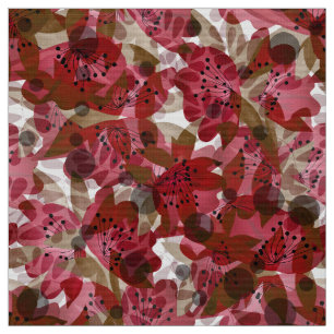 Abstract cute beautiful red flowers floral design fabric