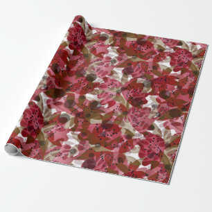 Abstract cute beautiful red flowers floral design wrapping paper