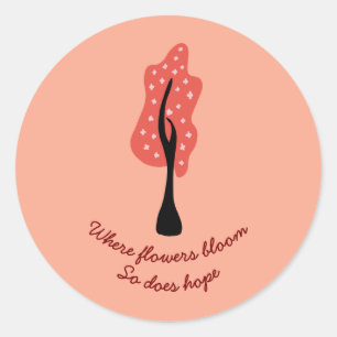 Abstract Cute Blossom Tree Classic Round Sticker