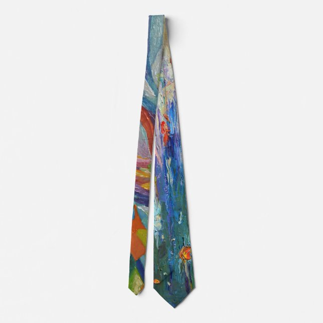 Abstract cute elegant beautiful pattern oil paint tie (Back)
