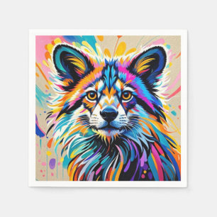 Abstract cute funny happy animal art design bold napkin