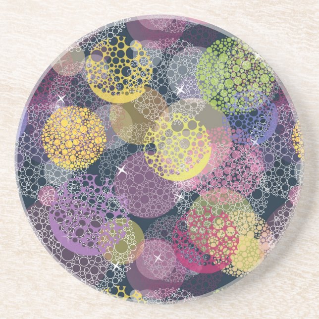 Abstract Cute Polka Dot Circle Coaster (Front)