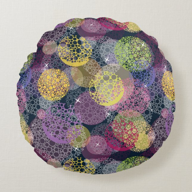 Abstract Cute Polka Dot Circle Round Cushion (Front)