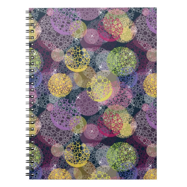 Abstract Cute Polka Dot Circle Spiral Notebook (Front)