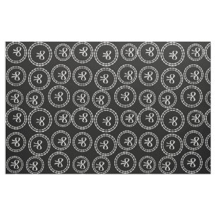 Abstract Cute White Bow Pattern Black Fabric