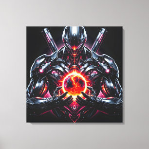 Abstract Cyber Cosmic Guardian Futuristic Robot Canvas Print