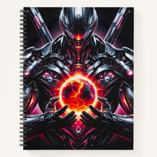 Abstract Cyber Cosmic Guardian Futuristic Robot Notebook