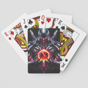 Abstract Cyber Cosmic Guardian Futuristic Robot Playing Cards