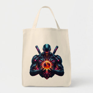 Abstract Cyber Cosmic Guardian Futuristic Robot Tote Bag