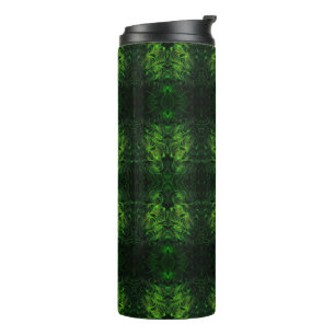 Abstract Cyber Pattern   Black & Lime Plasma Thermal Tumbler