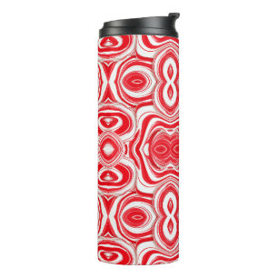 Abstract Cyber Pattern   Hypnotic Red/White  Thermal Tumbler