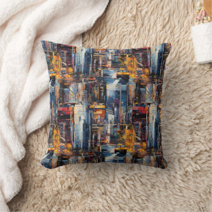 Abstract Cyberpunk Cityscape Skyline (1) Cushion