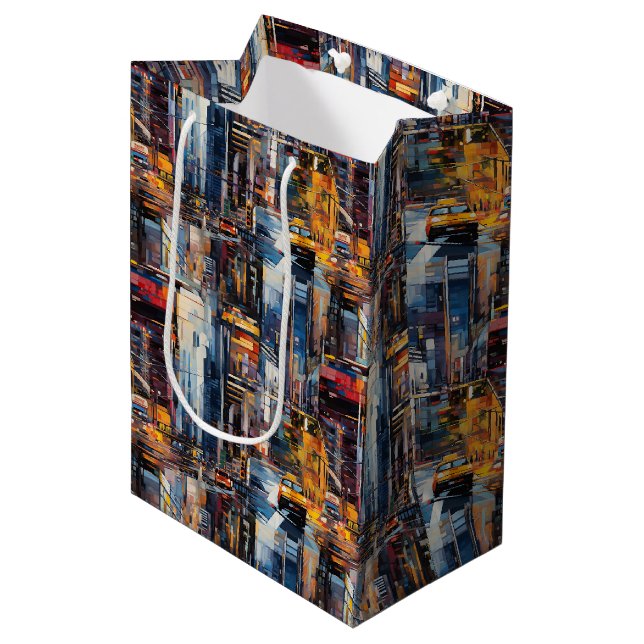 Abstract Cyberpunk Cityscape Skyline (1) Medium Gift Bag (Front Angled)