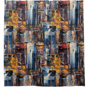 Abstract Cyberpunk Cityscape Skyline (1) Shower Curtain
