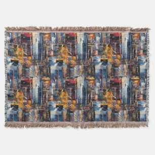 Abstract Cyberpunk Cityscape Skyline (1) Throw Blanket