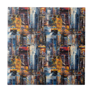 Abstract Cyberpunk Cityscape Skyline (1) Tile