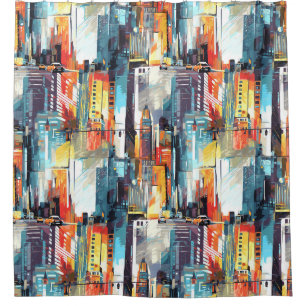 Abstract Cyberpunk Cityscape Skyline (2) Shower Curtain
