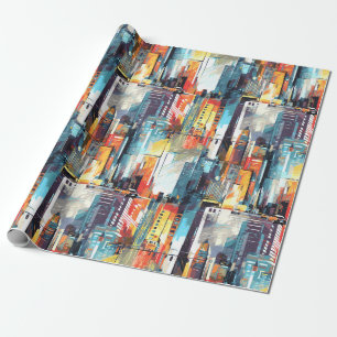 Abstract Cyberpunk Cityscape Skyline (2) Wrapping Paper