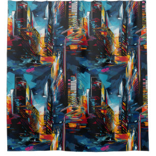 Abstract Cyberpunk Cityscape Skyline (3) Shower Curtain