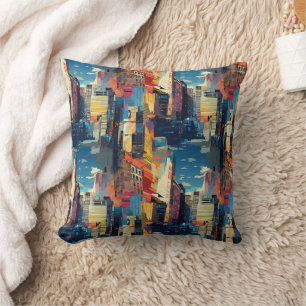 Abstract Cyberpunk Cityscape Skyline (4) Cushion