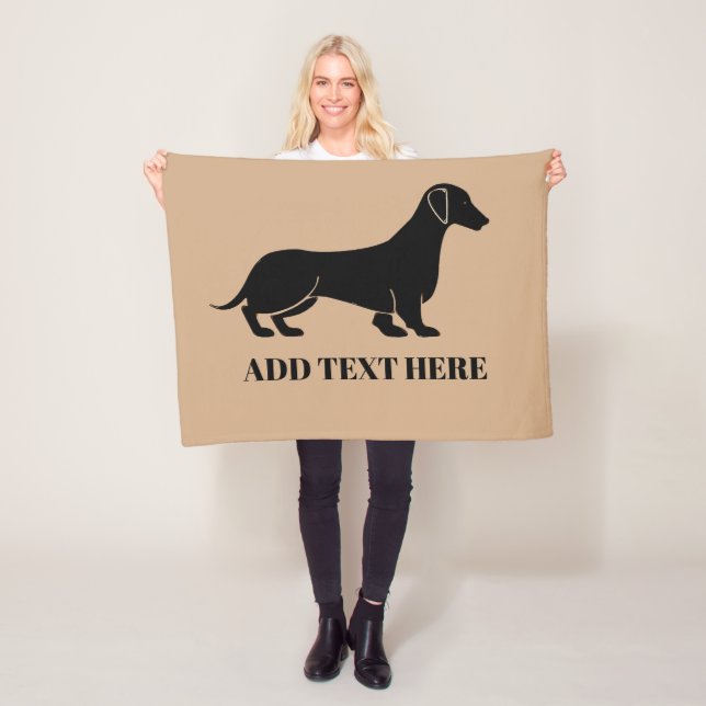 Abstract  Dachshund, add text Fleece Blanket (In Situ)