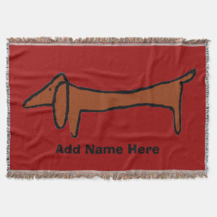 Abstract Dachshund and Red Throw Blanket