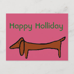 Abstract Dachshund Christmas Holiday Postcard