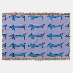 Abstract Dachshund in Blue Throw Blanket