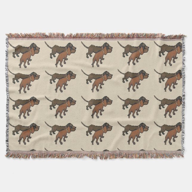 Abstract Dachshund in Brown Throw Blanket (Front)