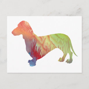 Abstract  Dachshund Silhouette Postcard
