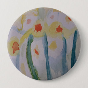 Abstract Daffodils 10 Cm Round Badge