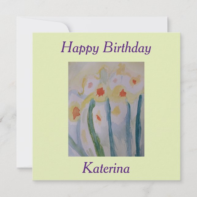 Abstract Daffodils Birthday Flat Card (Front)