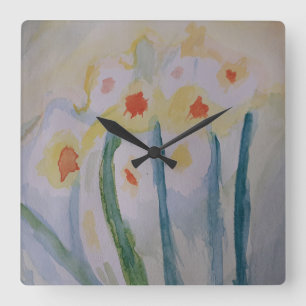 Abstract Daffodils Clock