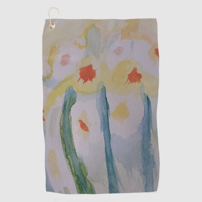 Abstract Daffodils Golf Towel (Front)