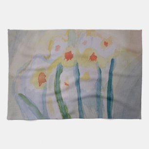 Abstract Daffodils Tea Towel