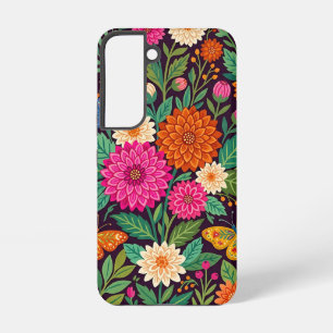 Abstract Dahlia Garden Butterflies Samsung Cases