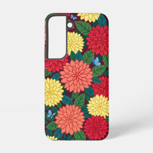 Abstract Dahlias Butterflies Samsung Cases