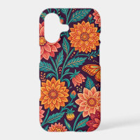 Abstract Dahlias Butterfly Textile iPhone Cases