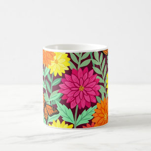 Abstract Dahlias Monarch Garden Coffee Mug