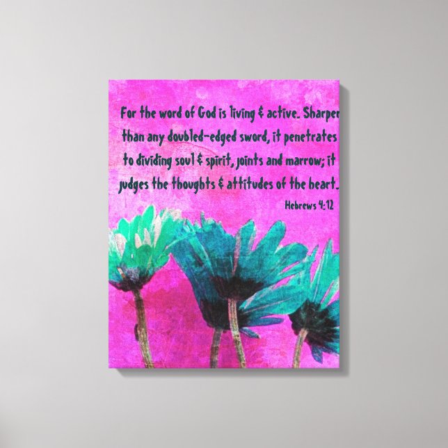 abstract daisies bible verse Hebrews 4:12 Canvas Print (Front)